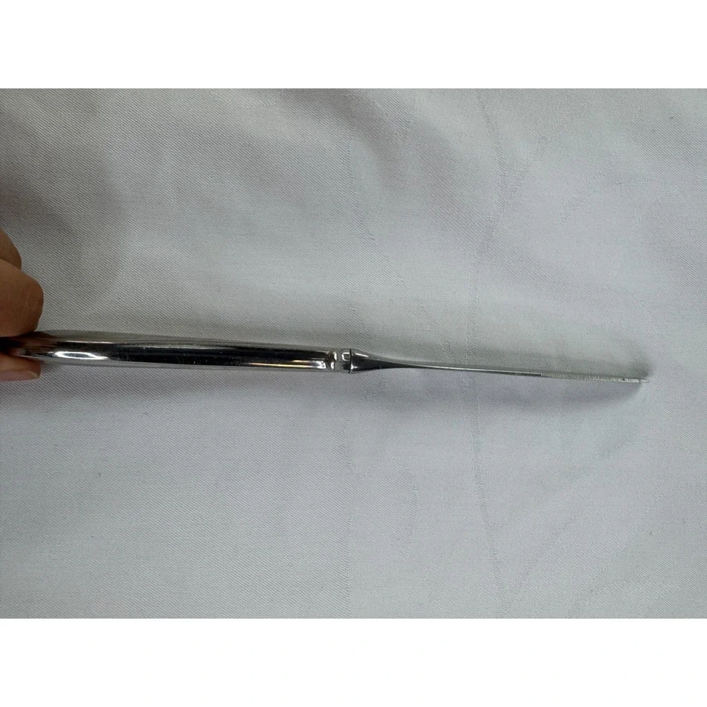 Vintage Silver Plated Beaded Handle Dinner Knife 9.25 Inch Serrated Blade